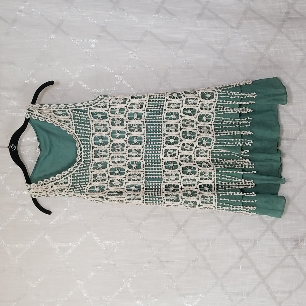 Entro Tunic Top Womens Size S/M Boho Crochet Overlay Sleeveless